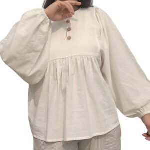 Relaxed Fit Gathered Tunic Top