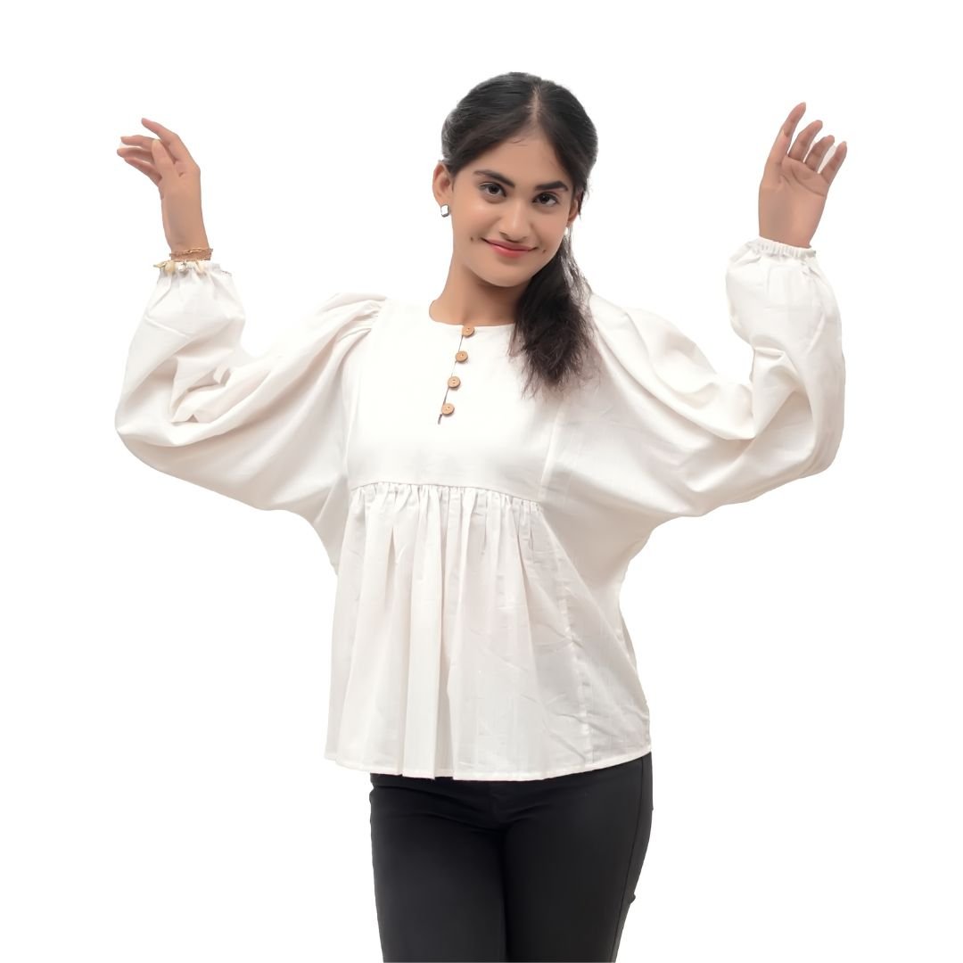 Relaxed Fit Gathered Tunic Top - Image 4