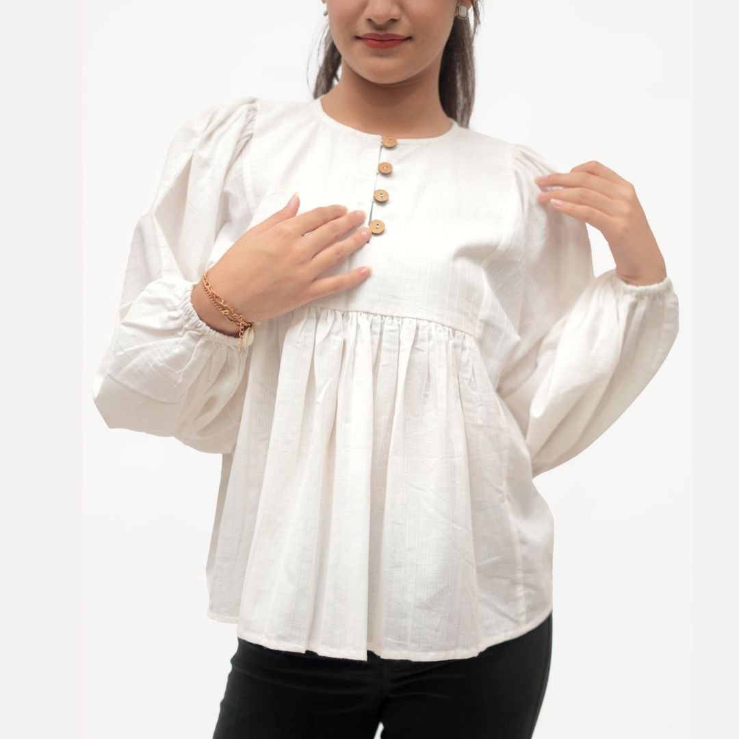 Relaxed Fit Gathered Tunic Top