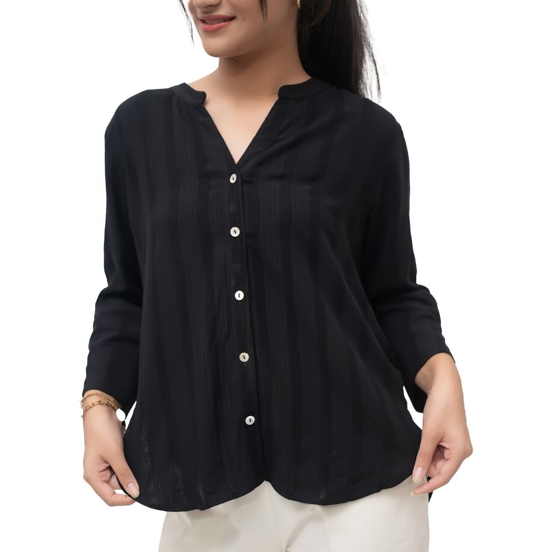 Black Striped Cotton Blend Shirt