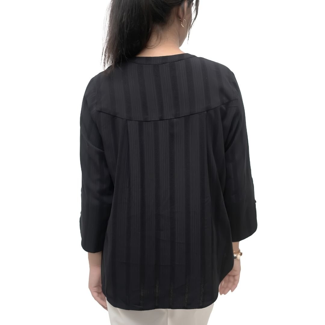 Black Striped Cotton Blend Shirt - Image 3