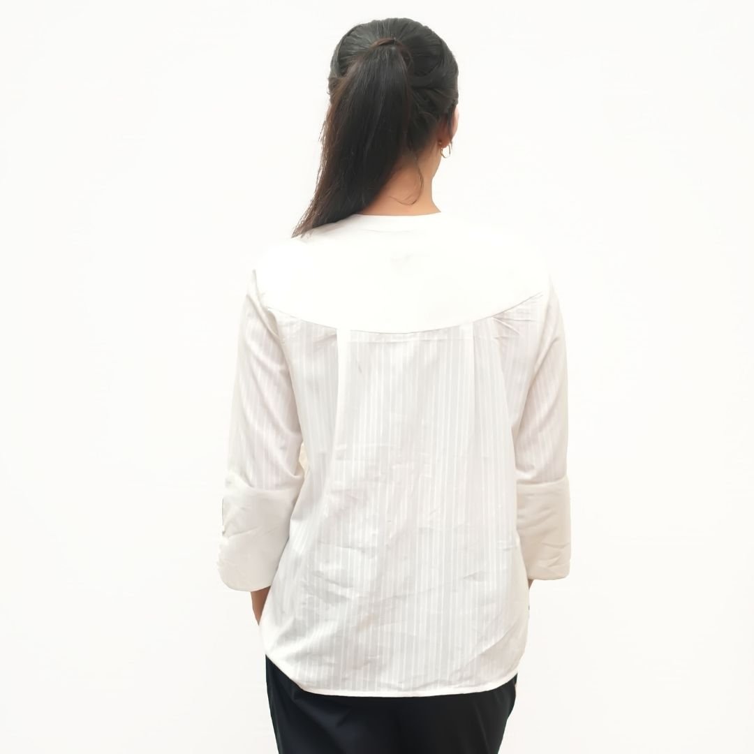 White Cotton Blend Shirt - Image 3