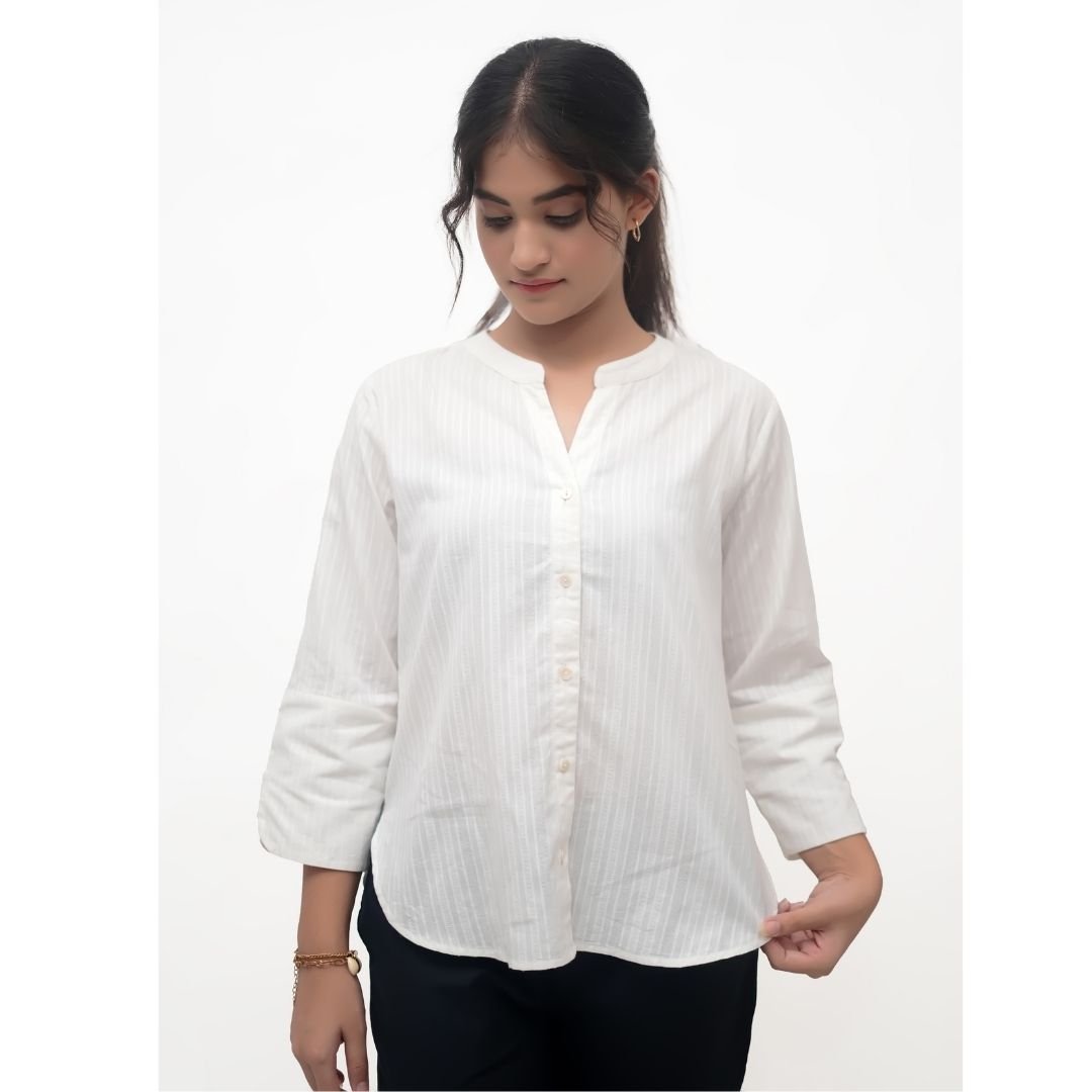 White Cotton Blend Shirt